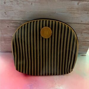 Fendi vintage Black and Tan Striped Toiletry Bag used in good shape